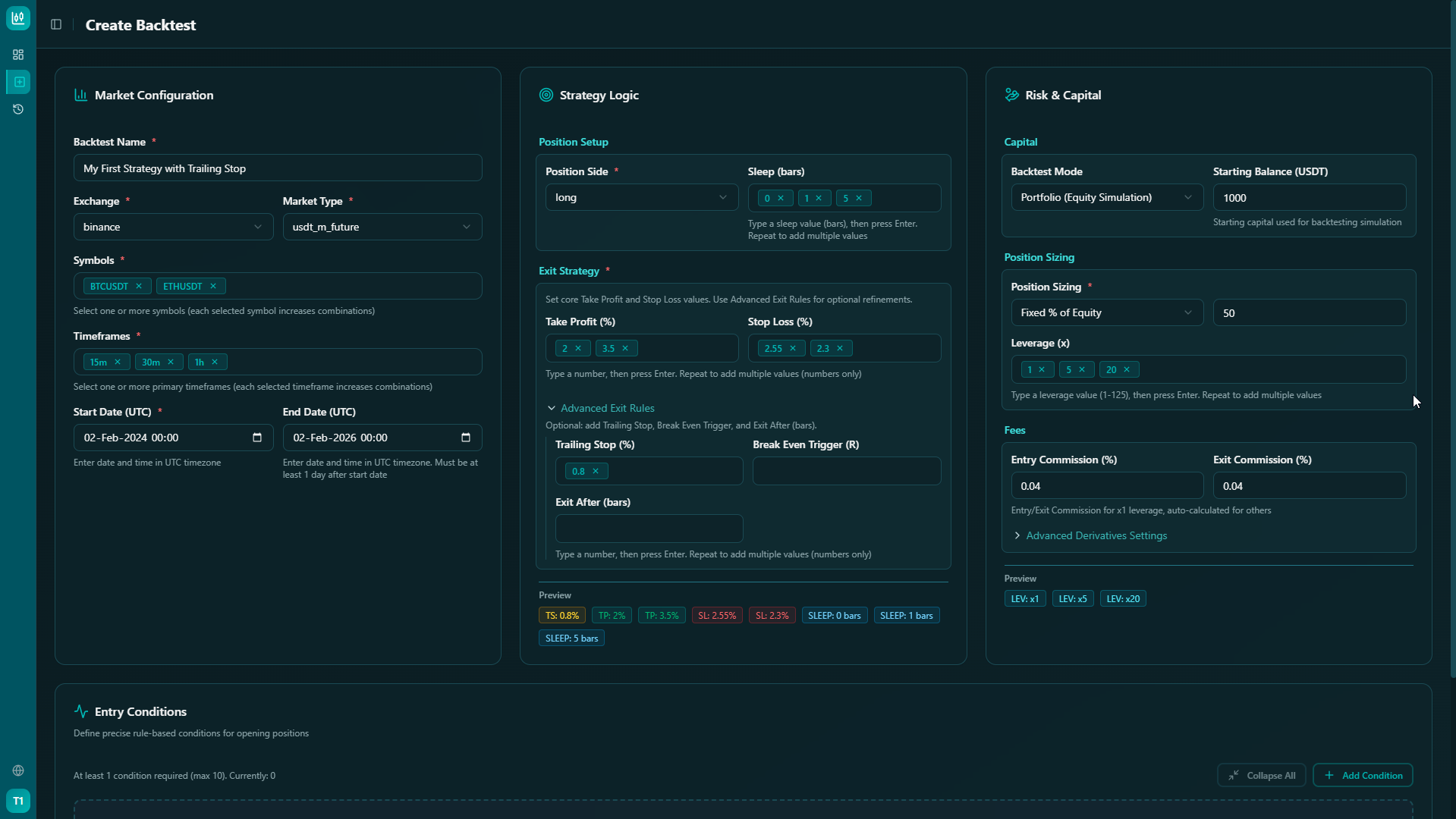 Create Strategy screenshot 1